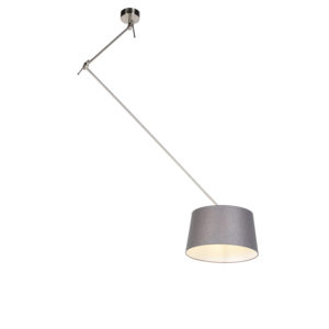 Závěsná lampa s plátěným odstínem tmavě šedá 35 cm – ocel Blitz I