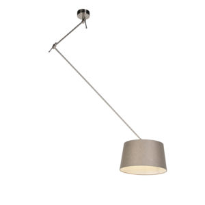 Závěsná lampa s plátěným stínidlem taupe 35 cm – ocel Blitz I