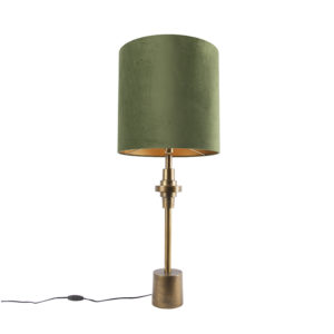 Stolní lampa bronzový sametový odstín zelená 40 cm – Diverso