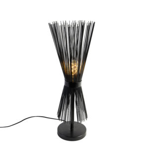 Venkovská stolní lampa černá – Smeták