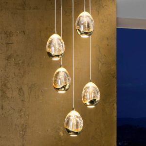 LED závěsné světlo Rocio, 5 žárovek zlaté