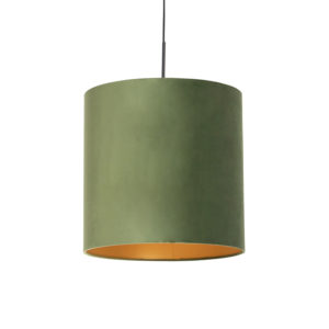 Závěsná lampa s velurovým odstínem zelené se zlatem - Combi