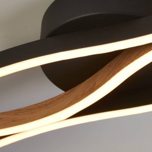 LED stropní světlo Bloom Swirl černá/dřevo