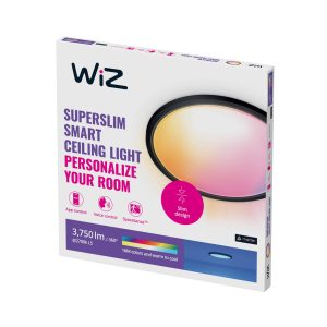 WiZ SuperSlim LED stropní světlo RGBW Ø54cm černá