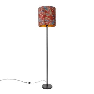 Stojací lampa černý odstín páv design červená 40 cm - Simplo