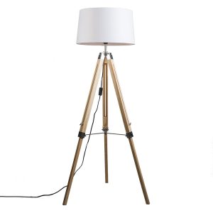 Stojací lampa přírodní s odstínem bílého lnu 45 cm – Stativ
