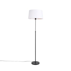 Stojací lampa černá s bílým plátěným stínidlem nastavitelným 45 cm – Parte