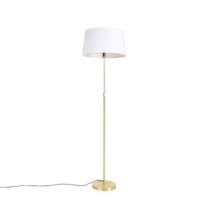 Stojací lampa zlatá / mosaz s plátěným odstínem bílá 45 cm – Parte