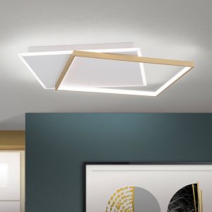 LED stropní světlo Emanuel bílá/zlatá