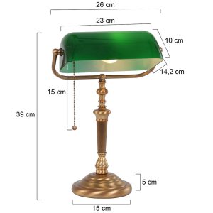 Stolní lampa Ancilla, stínidlo sklo, bronz/zelená