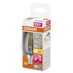 OSRAM LED žárovka E14 4W GLOWdim čirá