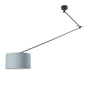 Závěsná lampa černá se stínidlem 35 cm světle modrá nastavitelná – Blitz I.