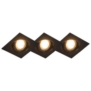 Sada 3 vestavných bodových světel černá včetně LED 3-stupňově stmívatelné – Miu