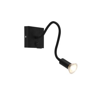 Moderní flexibilní nástěnná lampa USB černá – Zeno