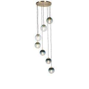 Art deco závěsná lampa mosaz 7-světlo – Pallon
