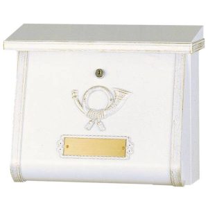 Umělecká poštovní schránka MULPI bílá-zlatá patina