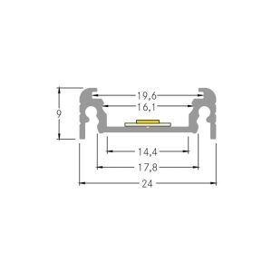 BRUMBERG montážní profil výška 9mm délka 1m hliník