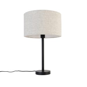 Moderní stolní lampa černá se stínítkem světle šedá 35 cm – Simplo