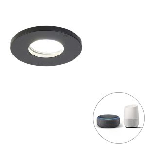 Chytré koupelnové vestavné bodové svítidlo černé včetně WiFi GU10 - Přístřešek