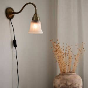 PR Home nástěnné svítidlo Emmi, mosazná barva, starožitná, Ø 12 cm