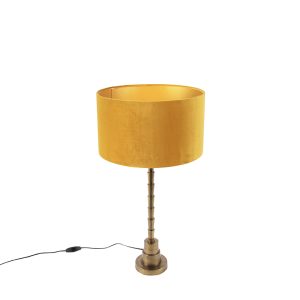Stolní lampa ve stylu art deco se sametovým odstínem žluté 35 cm - Pisos