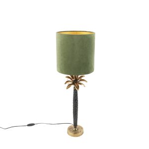 Stolní lampa ve stylu art deco se sametovým odstínem zelené 25 cm – Areka