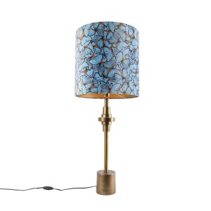Stolní lampa bronzový sametový odstín motýl design 40 cm – Diverso