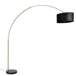 Oblouková lampa mosaz s černou látkou odstín černá 50 cm – XXL