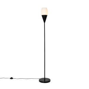 Moderní stojací lampa černá s opálovým sklem - Drop