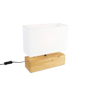 Venkovská stolní lampa dřevěná s bílým stínidlem – Valesca