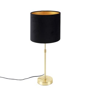 Stolní lampa zlatá / mosazná s černým sametovým odstínem 25 cm – Parte
