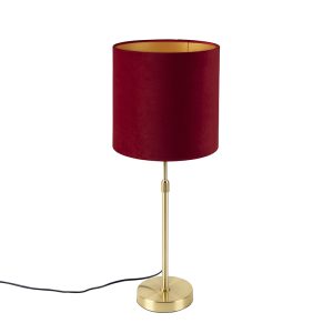 Stolní lampa zlatá / mosaz s odstínem červeného sametu 25 cm – Parte