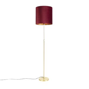 Stojací lampa zlatá / mosazná s odstínem červeného sametu 40/40 cm – Parte