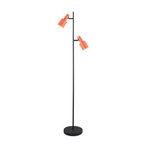Stojací lampa Lindby Ovelia, oranžová/černá