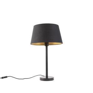Klasická stolní lampa černá s černým odstínem 32 cm – Simplo