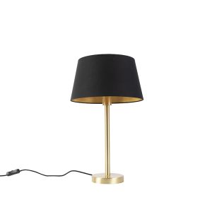 Klasická stolní lampa mosaz s černým odstínem 32 cm – Simplo