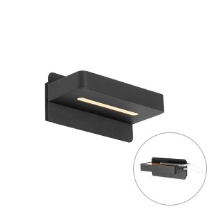 Moderní nástěnné svítidlo černé včetně LED s USB – Ted