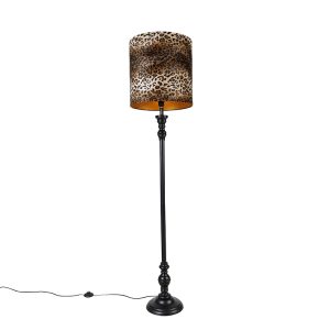 Stojací lampa černá s odstínem leopard 40 cm – Classico
