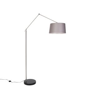 Moderní stojací lampa ocelové lněné stínidlo tmavě šedá 45 cm - Redakce