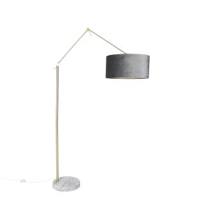 Moderní stojací lampa zlaté sametové odstín šedé 50 cm – Redakce