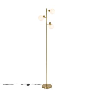 Stojací lampa zlatá s opálovým sklem 3-světelná nastavitelná – Anouk