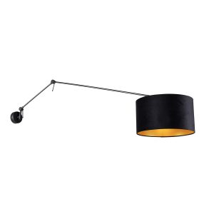 Nástěnná lampa černá s velurovým stínidlem černá 35 cm nastavitelná - Blitz