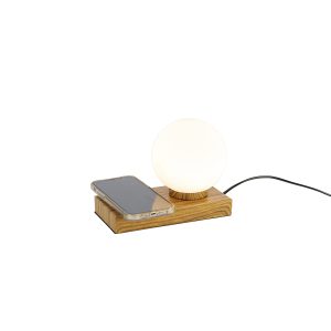 Stolní lampa natural s dotykovou a indukční nabíječkou – Janneke