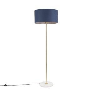Stojací lampa mosazná s modrým odstínem 50 cm - Kaso