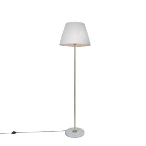 Retro stojací lampa mosaz s skládaným odstínem krémová 45 cm – Kaso