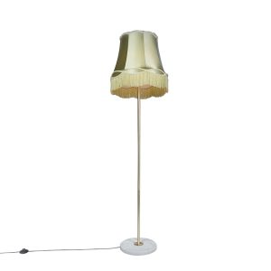 Retro stojací lampa mosaz s odstínem Granny zelená 45 cm – Kaso