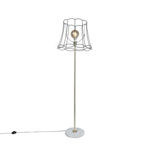 Retro stojací lampa mosazná s rámem Granny černá 45 cm – Kaso