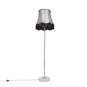 Stojací lampa mosaz s odstínem Granny B černošedá 45 cm - Kaso