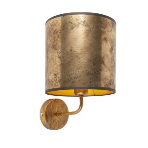 Vintage nástěnná lampa zlatá s odstínem bronzového sametu – Matt
