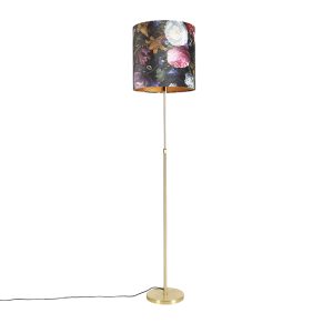 Stojací lampa zlatá / mosaz se sametovými odstíny květin 40/40 cm – Parte